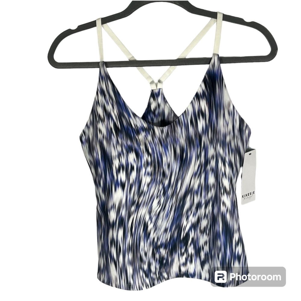 NWT-Kinesis blue‎ and white tank top w/ adjustable straps